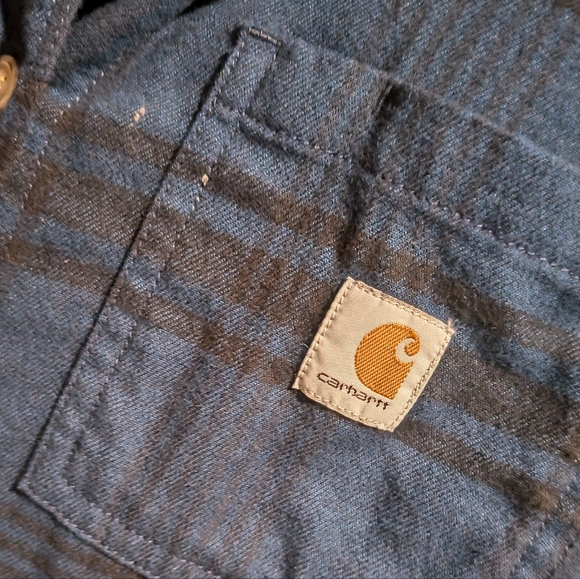 Carhartt Rugged FlexFlannel blue/black BuffaloCheck button down top/Tunic XSmall - Picture 7 of 16